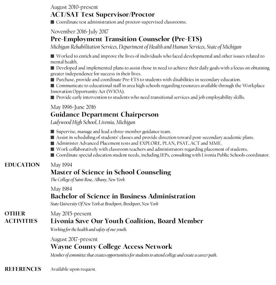 Caryn McCarthy Epps resume