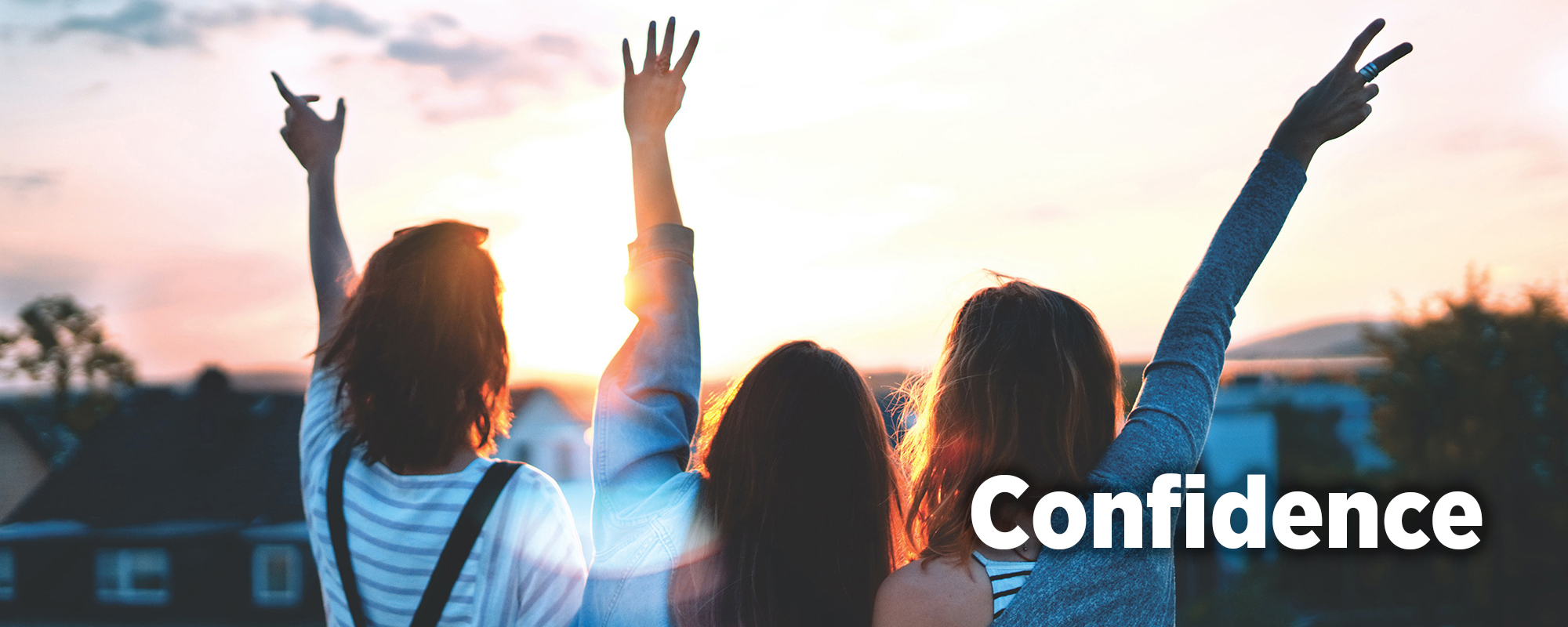 Students looking into the sky.